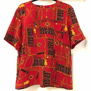 Vintage equestrian silk shirt